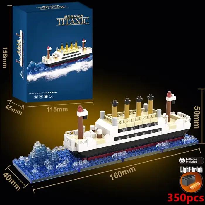 Titanic créatif luxe Iceberg bateau de croisière bateau couronne ensemble ville bricolage modèle blo