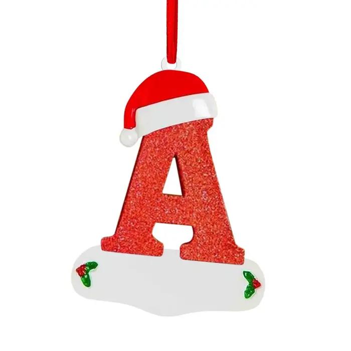 Lettres de décoration de noël, pendentif 26 lettres pour décor d'arbre de noël, ornement de nom pers