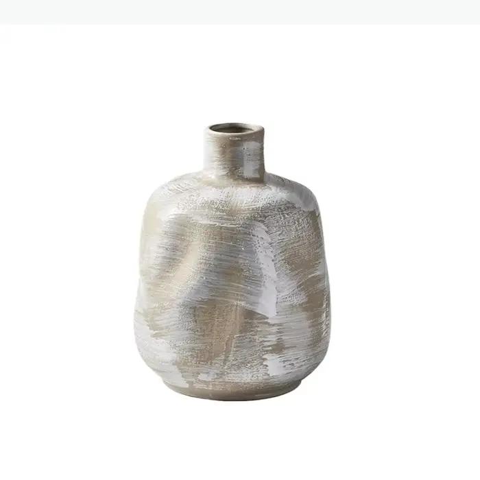 Vase en céramique irrégulier peint à la main de style vintage, récipient créatif pour arrangement floral, vase hydroponique, décoration de salon, ornement