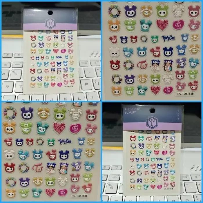 Autocollants pour ongles 3D en relief, motif dessin animé mignon TWICE, imperméables, auto-adhésifs, décoratifs pour ongles, DIY