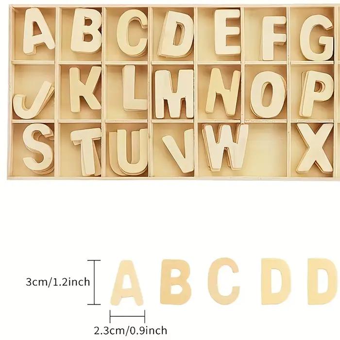 130 lettres artisanales en bois saines non peintes