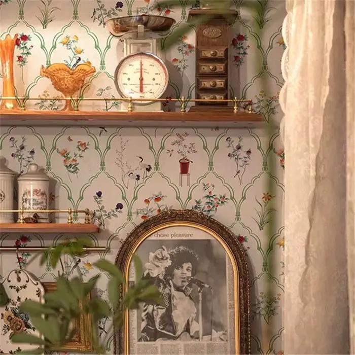 Papiers peints floraux rétro français personnalisés pour salon