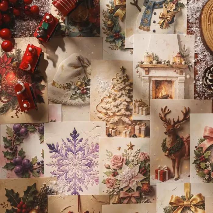 10 feuilles de papier décoratif gaufré à thème de Noël