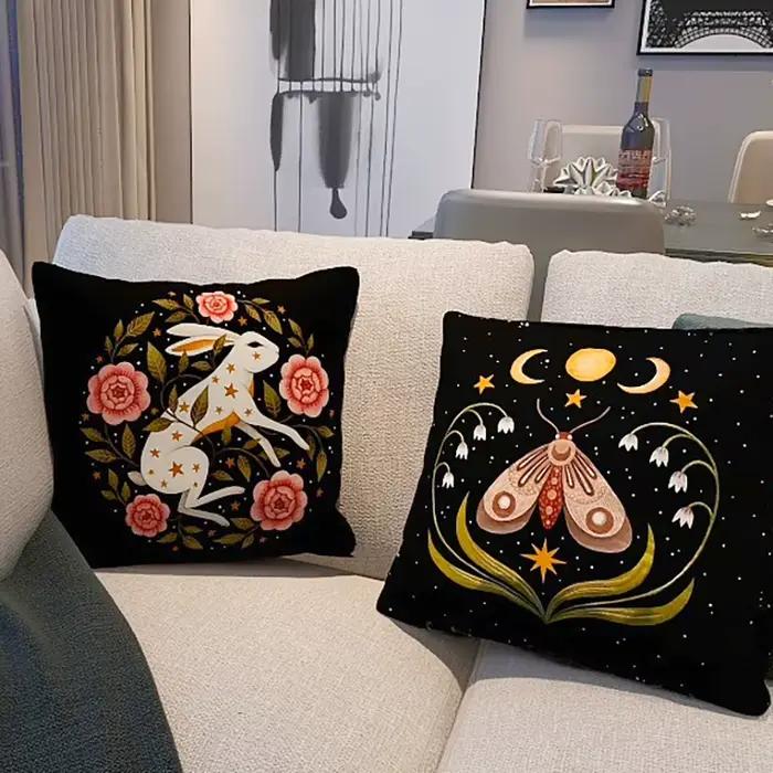 Housse de coussin noire, taie d'oreiller pour salon, Funda Cojin 45*45, décor de ferme, décoration nordique pour la maison