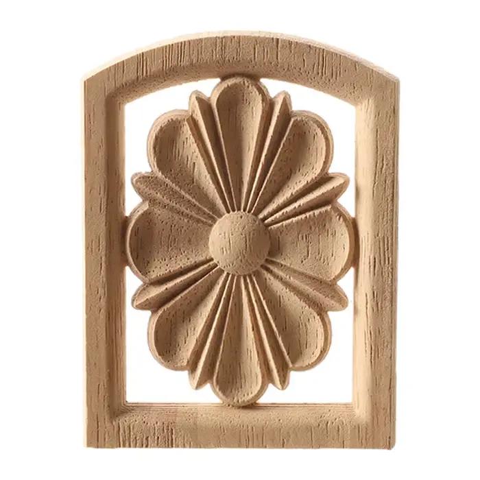 Autocollant d'angle carré en bois sculpté non peint européen exquis