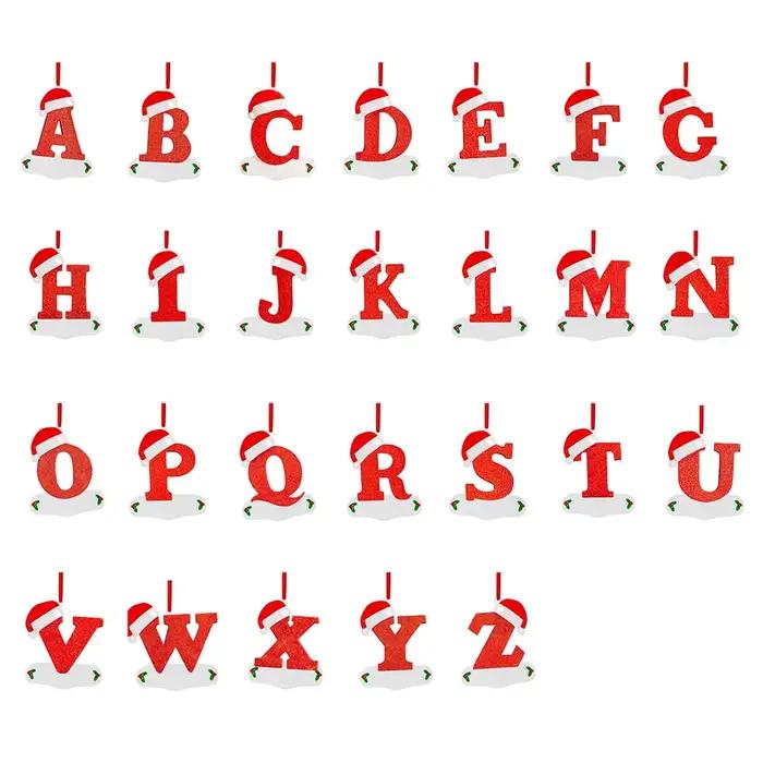 Lettres de décoration de noël, pendentif 26 lettres pour décor d'arbre de noël, ornement de nom personnalisé à faire soi-même