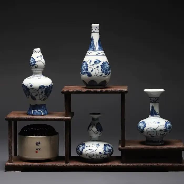 Petit Vase Vintage bleu et blanc