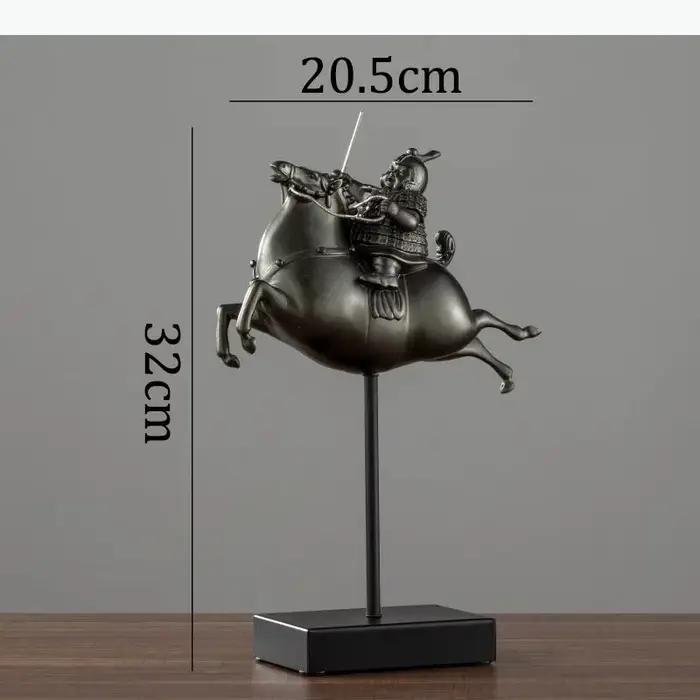 Sculpture de cheval guerrier en terre cuite antique, décoration de bureau, figurine de cheval abstrait en résine, cadeau, décoration d'intérieur