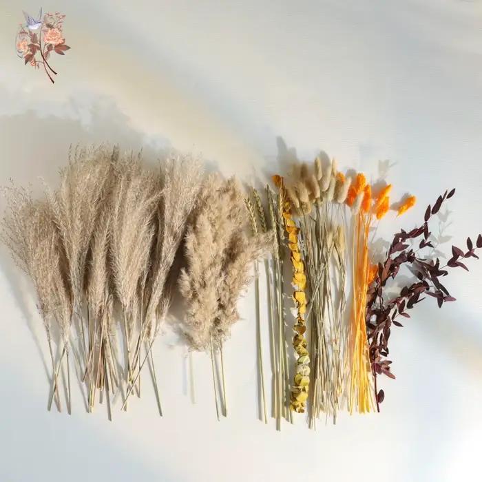 Bouquet de fleurs séchées naturelles Pampas, 70 pièces, plantes décoratives d'eucalyptus de blé pour mariages Boho, arrangements de maison