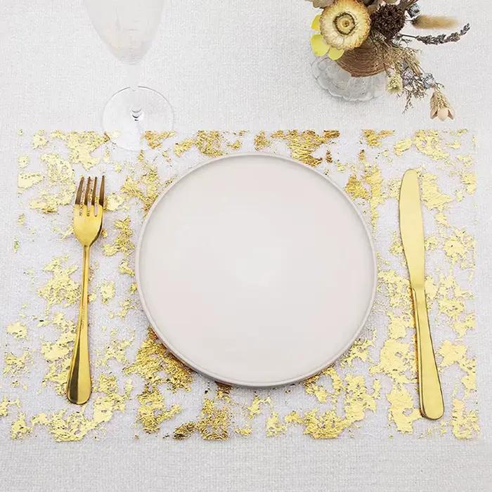 Chemin de table métallique doré à paillettes tissu scintillant pour décoration mariage anniversaire baby shower occasionnelle usage intérieur extérieur polyvalent