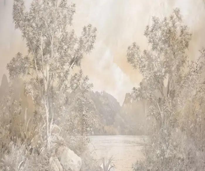 Peintures murales sur mesure représentant des paysages brun foncé