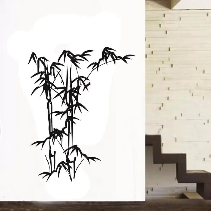 Décoration murale en bambou, papier peint et vinyle d'art autocollant amovible taille 150x120cm pour intérieur naturel et design pastoral
