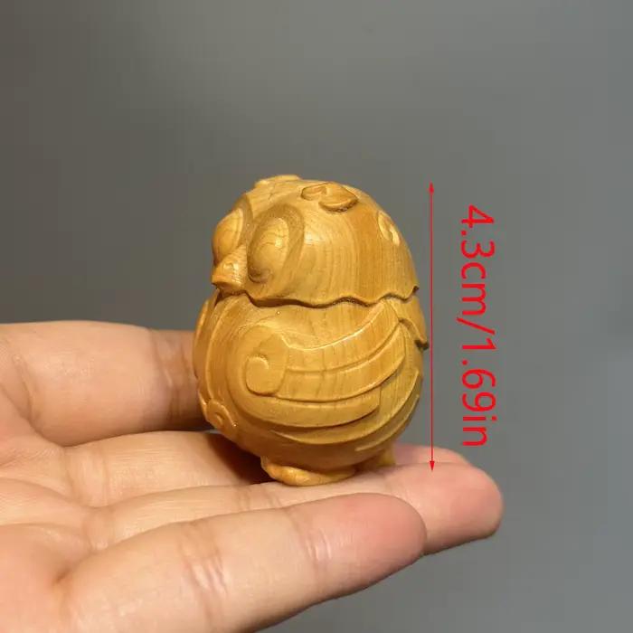 Adorable mini sculpture de hibou – Art en bois fabriqué à la main – Décor de bureau intrincement détaillé – Ajoutez un charme à n'importe quel espace