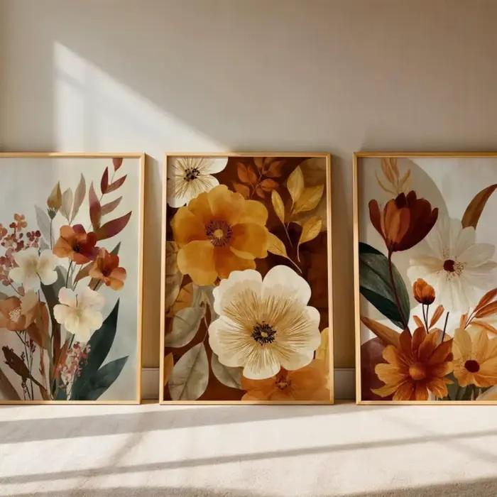 Ensemble d'art mural de fleurs d'automne sans cadre