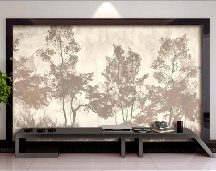 Peintures murales sur mesure représentant des paysages brun foncé