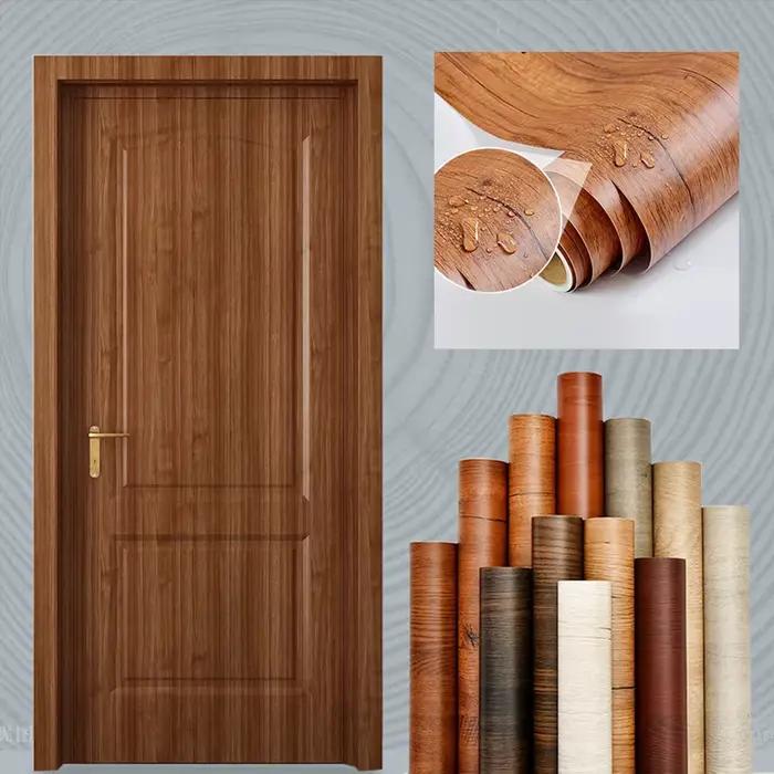 Papier peint auto-adhésif en vinyle pour porte en bois