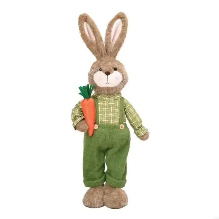 Ornement de lapin de Pâques de dessin animé bricolage fait main lapin télescopique rétractable à longues pattes décoration de Pâques joyeuse cadeaux de fête