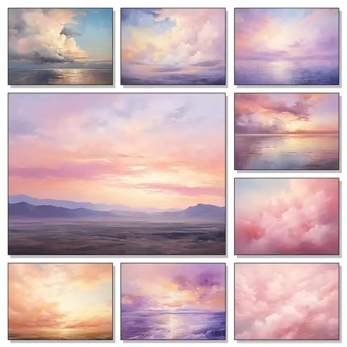 Peinture à l'huile avec nuages violets