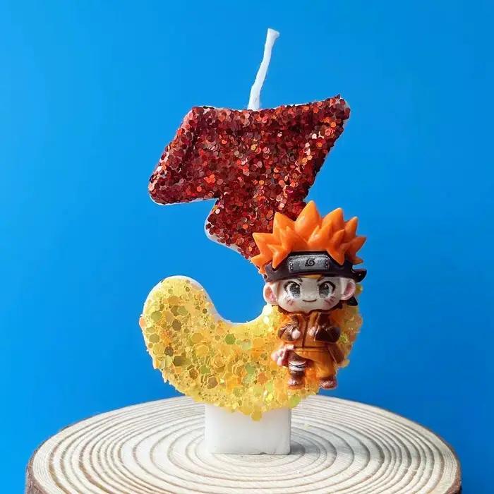 Bougie d'anniversaire Naruto Nouveau Style Chiffre Numérique Créative Faite à la Main pour Gâteau