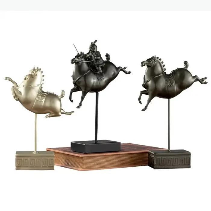Sculpture de cheval guerrier en terre cuite antique, décoration de bureau, figurine de cheval abstrait en résine, cadeau, décoration d'intérieur