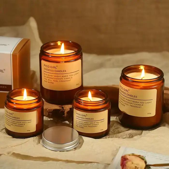 Bougie aromathérapeutique sans fumée de 100 g, idéale pour la décoration de la maison, les cadeaux d'anniversaire et de la Saint-Valentin
