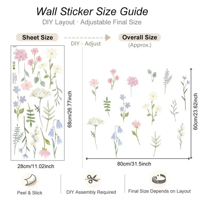Autocollants muraux en pastel aux motifs de fleurs sauvages pour la chambre d'enfant