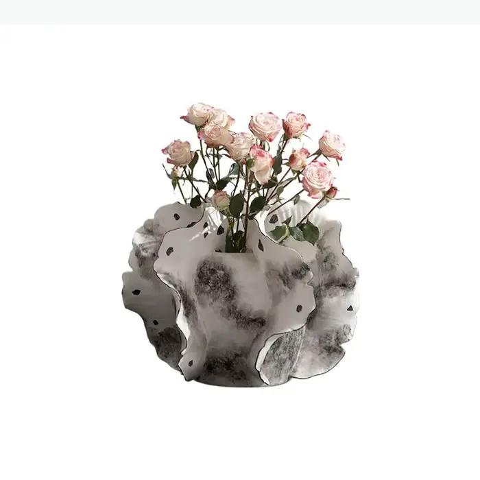 Vase en céramique avec ailes de papillon colorées, décoration de bureau, arrangement de fleurs, fleurs artificielles, vases floraux décoratifs, décoration moderne