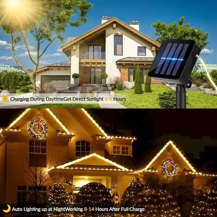 Décoration de vacances en plein air éclairage solaire Led chaîne lumière IP65 jardin