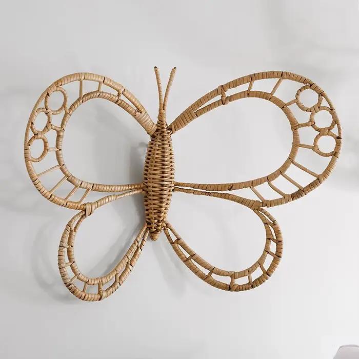 Ornements muraux papillon en rotin naturel nordique