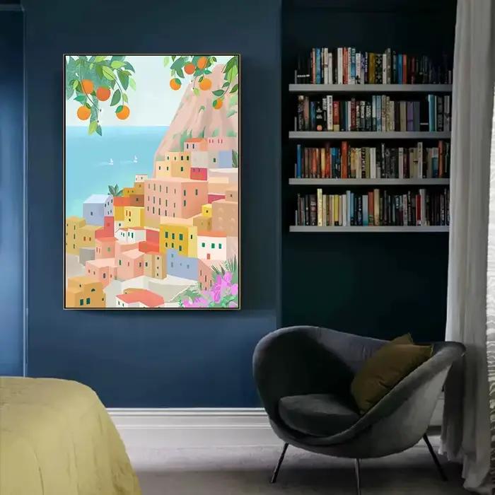 Affiche de voyage abstraite de plantes de citron Orange