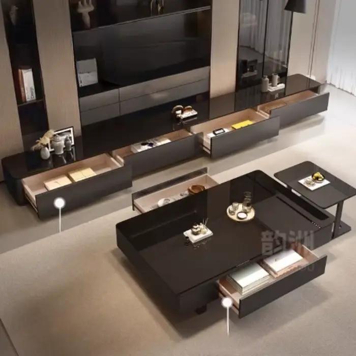 Table basse carrée en bois Design noir Tables basses de luxe uniques Premium Simple Muebles Para El Hogar décoration de la maison
