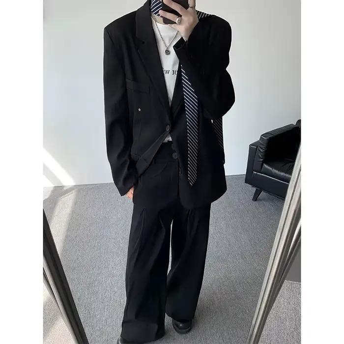 Ensemble de costume décontracté pour hommes, terno masculino de luxo, coupe ample, 2 pièces, épaulettes, tendance, Streetwear, nouveau pantalon jacker, 2025
