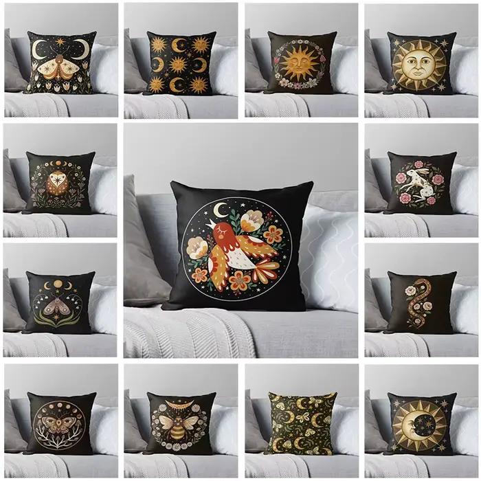 Housse de coussin noire, taie d'oreiller pour salon, Funda Cojin 45*45, décor de ferme, décoration nordique pour la maison