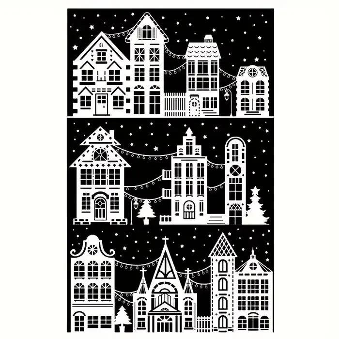 Autocollants de fenêtre de château de nuit de neige de noël, autocollants de fenêtre en verre de noël, décoration d'autocollants de fenêtre de noël