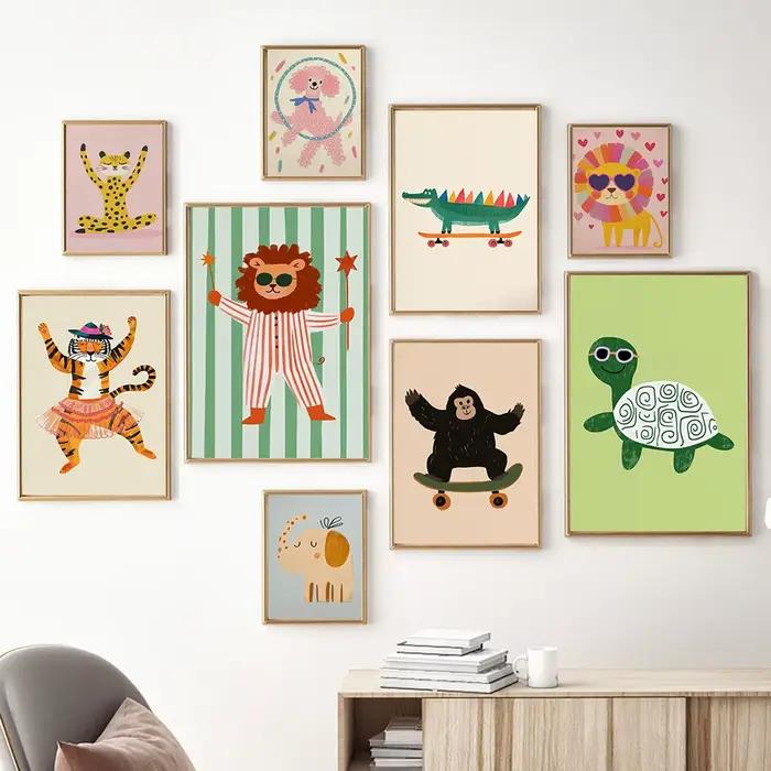 Yoga léopard éléphant Lion mur Art pépinière Safari Animal imprimé bébé chambre décor enfants Jungle Art
