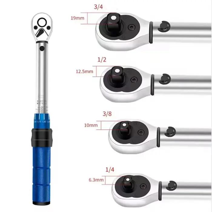 Clé dynamométrique réglable à entraînement 1/4 "3/8" 1/2 ", outil de bougie d'allumage préréglé 5-210Nm avec tête pivotante pour la réparation de vélos de voiture