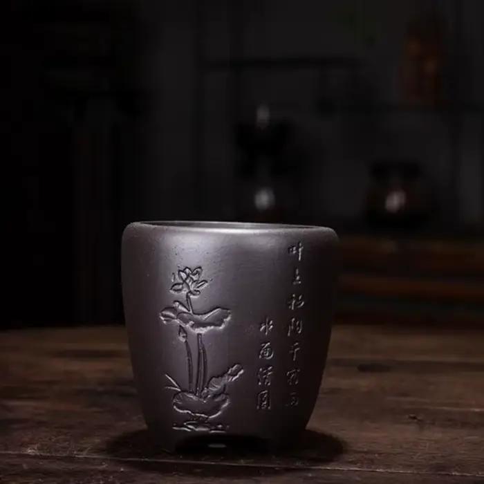 Pot de fleurs à motif Floral orchidée prune en argile violette