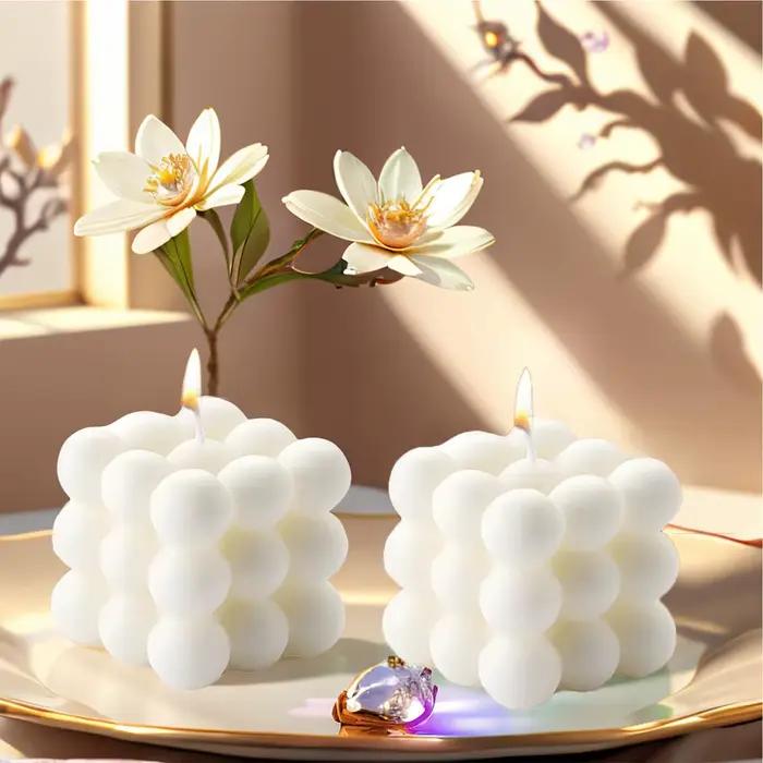 Bougie boule de petit Cube parfumée à la vanille