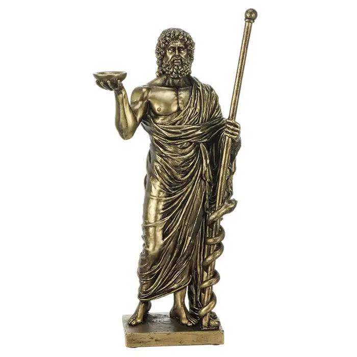 Sculpture de Dieu Médical Grec Asclépius en Résine