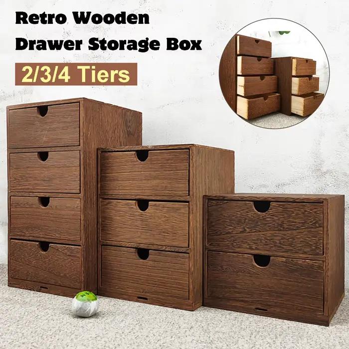 MELWooden-Petite boîte de rangement décorative, idéale pour le bureau