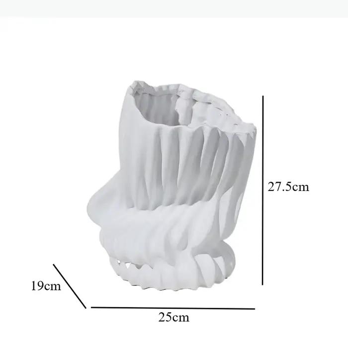 Vase décoratif simple en résine noir et blanc pour fleurs séchées, arrangement floral, sculpture artisanale