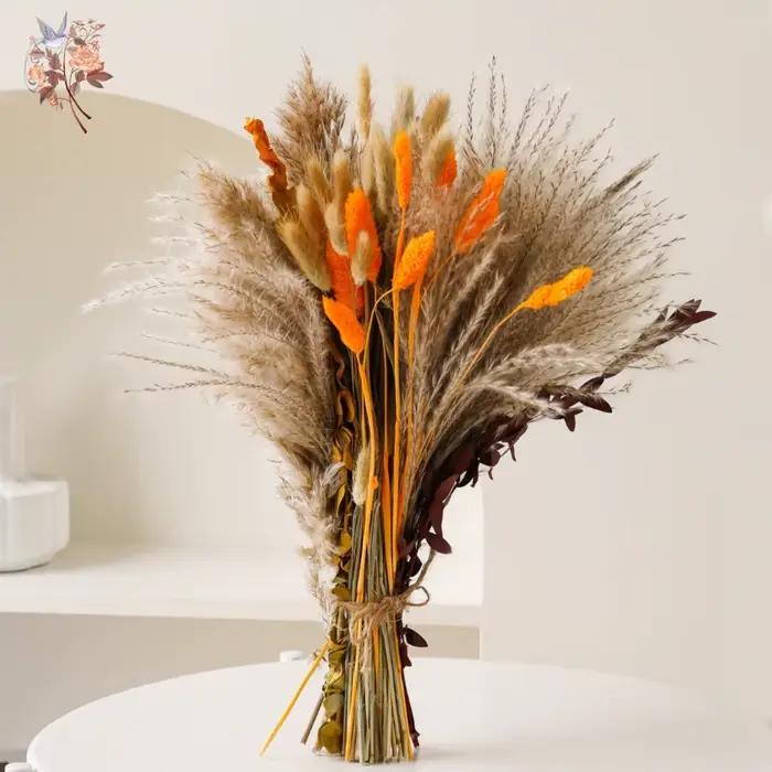 Bouquet de fleurs séchées naturelles Pampas, 70 pièces, plantes décoratives d'eucalyptus de blé pour mariages Boho, arrangements de maison