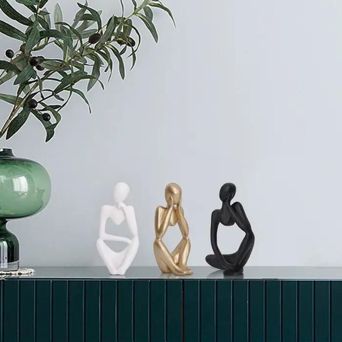 Statue abstraite de penseur, sculpture de figure, petits ornements, statue de résine, artisanat à la maison, décoration de la maison, figurine moderne, intérieur d'Auckland
