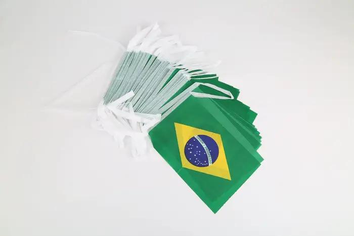 Drapeaux brésiliens pour la décoration de la maison, ficelle brésilienne, drapeaux de banderole nationaux, festival, fête, vacances, sensation, 14x21cm, 20 pièces, ensemble