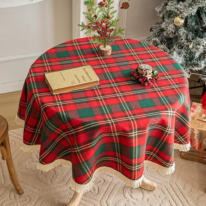 Nappe de Noël Vintage à Carreaux Rouges et Verts
