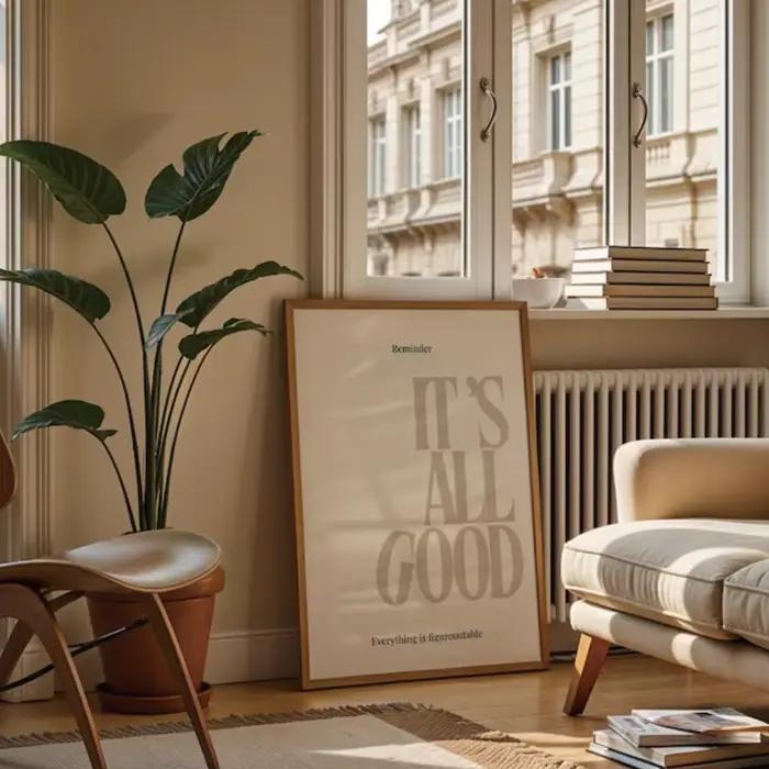 Impression sur toile beige minimaliste