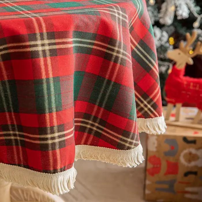 Nappe de Noël Vintage à Carreaux Rouges et Verts