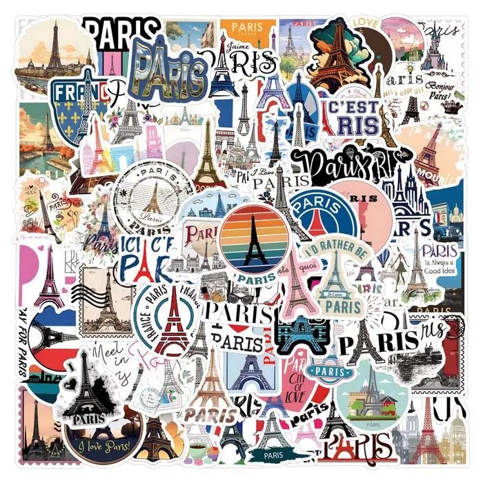 10/30/50/110 pièces France Paris autocollants voyage paysage Stciekr tour Eiffel commémorer décalcomanies bricolage ordinateur portable guitare vélo enfants jouet