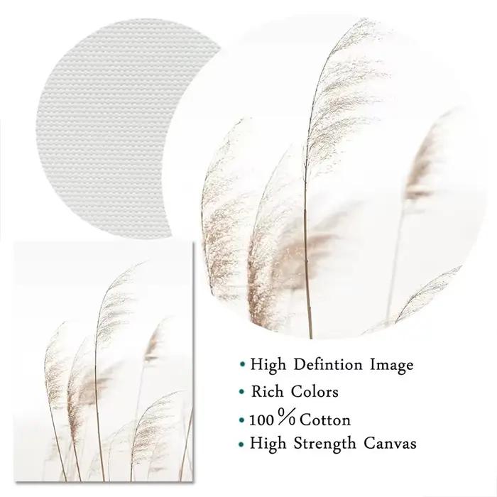 Boho neutre plage côtière Pampas herbe océan paysage minimaliste mur Art affiche impression toile peinture mur photo décor à la maison