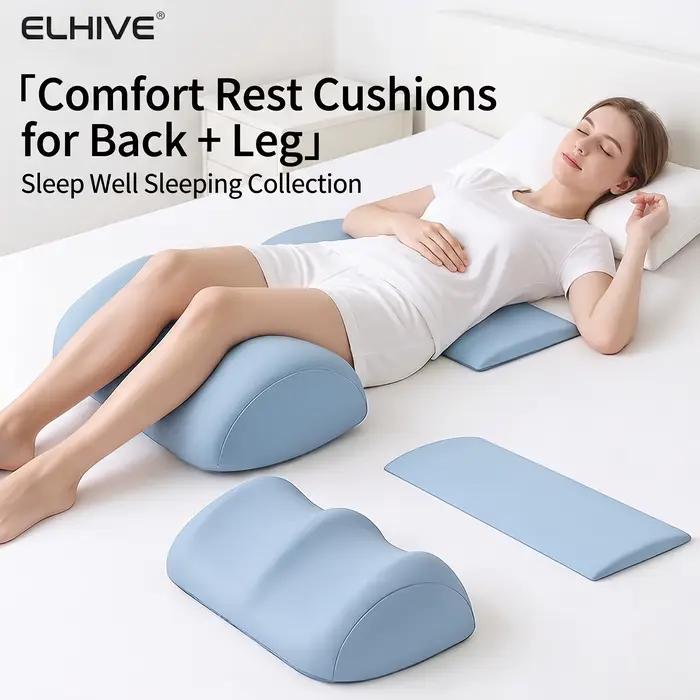 Ensemble coussin lombaire et repose-jambes en mousse à mémoire de forme - Repose-taille ergonomique étendu et coussin de genou concave pour dormir - Effet de mémoire lente